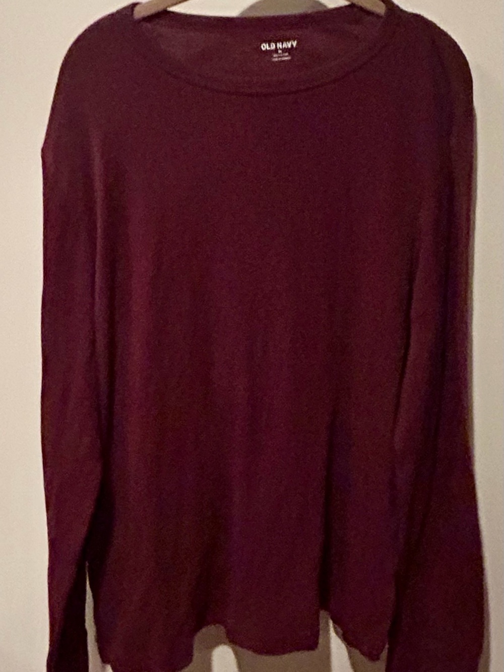 Old Navy Men's Burgundy Built-In Flex, Long-Sleeve Tee, XL